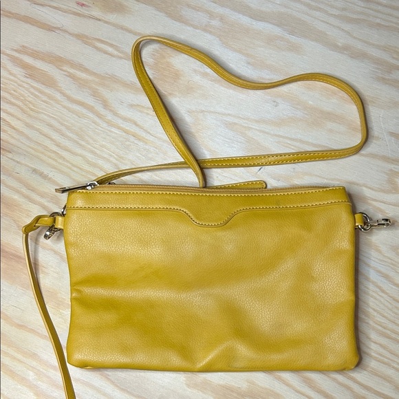 Handbags - Mustard Yellow Crossbody Bag - Sleek Leather Look | No Brand